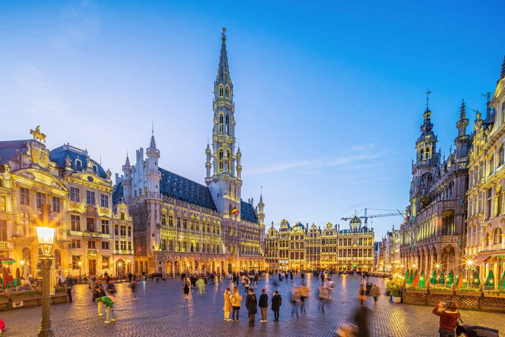 Grand Place In Old Town Brussels, Belgium City Skyline