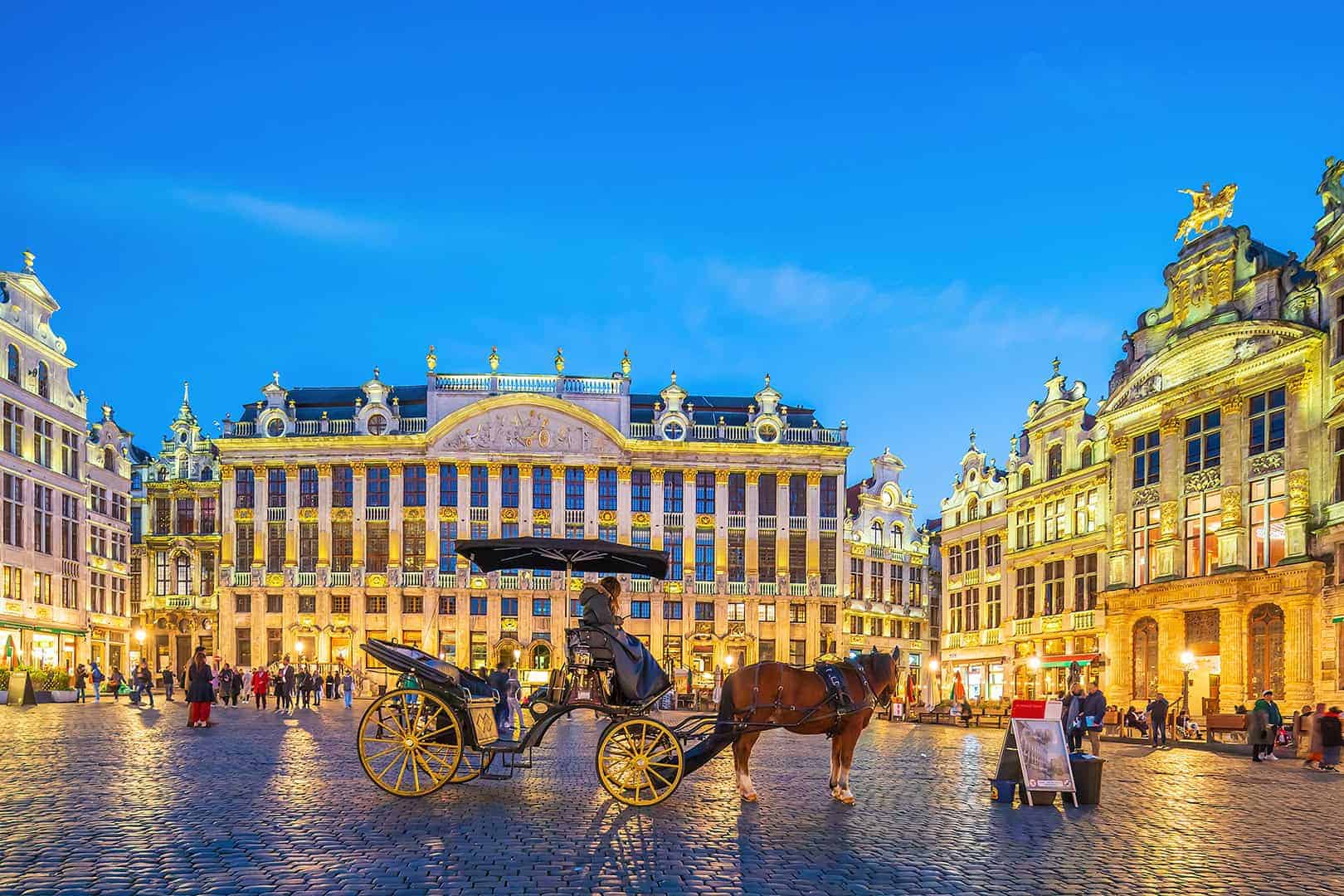 Grand Place In Old Town Brussels, Belgium City Skyline